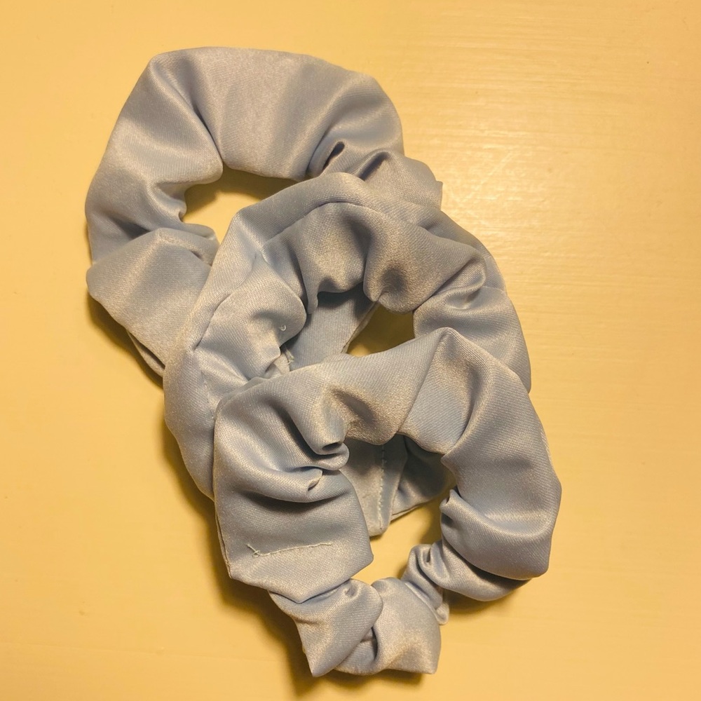3 Baby Blue Scrunchies